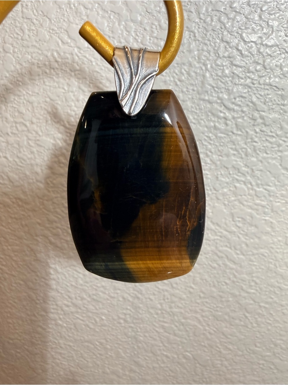 Tiger Eye Pendant Necklace. Brown and Gold - Elegant Women's Jewelry or Mens 925